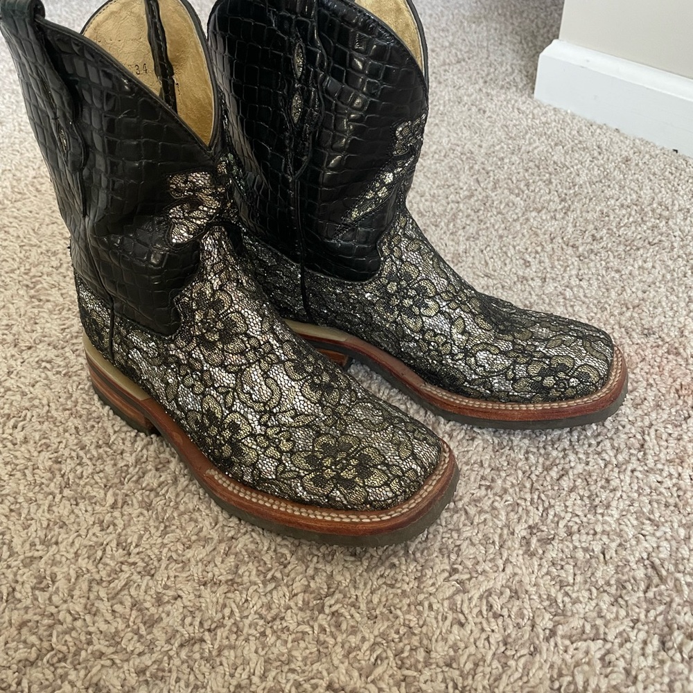 Ferrini Black Crocodile Pattern Boots